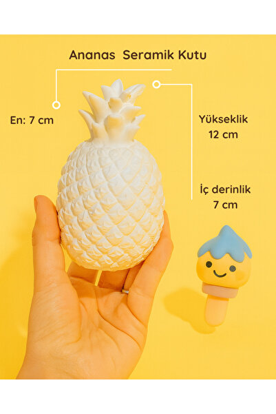 colorbuddie El Yapımı Ananas Seramik Kutu | Dekoratif Takı Kutusu ve Raf Süsü