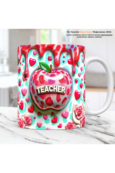 MARİS STORE Teacher's Day Gift Teacher Printed 3D Effect Gift Mug