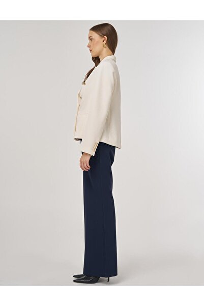 Kayra Gold Düğmeli Blazer Ceket Krem