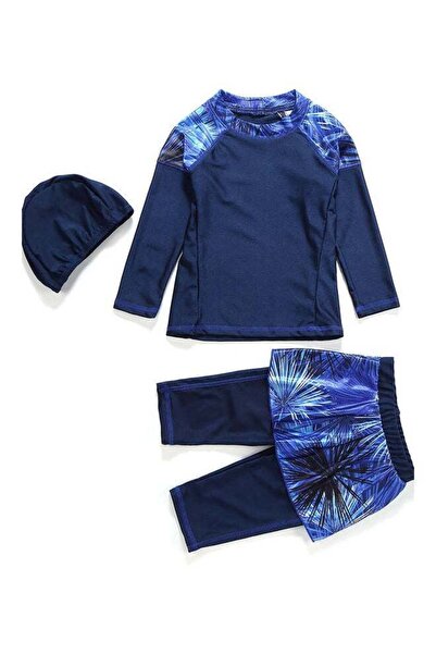 fun zone 3-Piece Sun Protection Conservative Swimsuit Set Blue