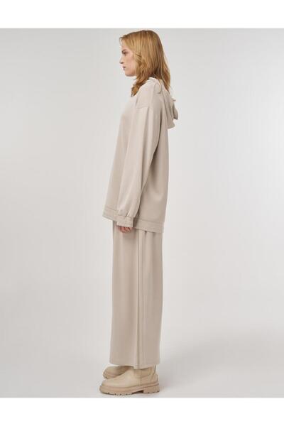 Kayra Hooded Detailed Skirted Double Set Beige