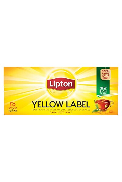 Lipton شاي أسود بالعلامة الصفراء، 25 كيس شاي، مزيج فاخر لمذاق غني وناعم