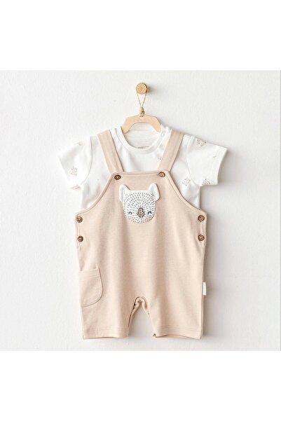 Genel Markalar Happy Animals Bebek Salopet Takım Beige