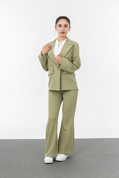 Asortik Kids Şık Kız Çocuk Takım Elbise Blazer Ceket Pantolon Şifon Gömlek 3’lü Set