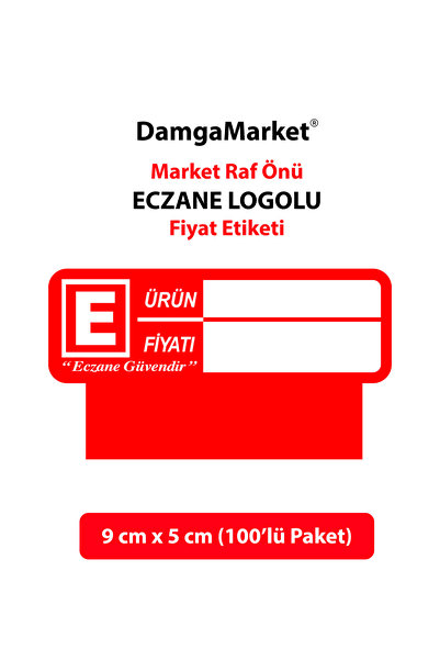 DamgaMarket Eczane Raf Önü Fiyat Etiketi, Fiyat Uyarı Etiketi, 9 cm x 5 cm, R...