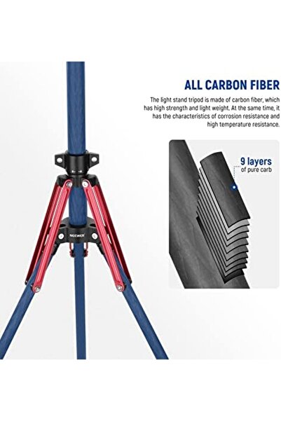 NEEWER Carbon Fiber Light Stand with 180° Reversible Legs, 86.5-Inch/220cm Tripod for Outdoor Photo
