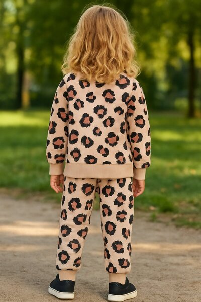 Yalçınoğlu Kids Pamut, nyomott mintás lányruha, kényelmes hétköznapi viselet iskolába, óvodába és parkba (1 méretrel nagyobb választás)