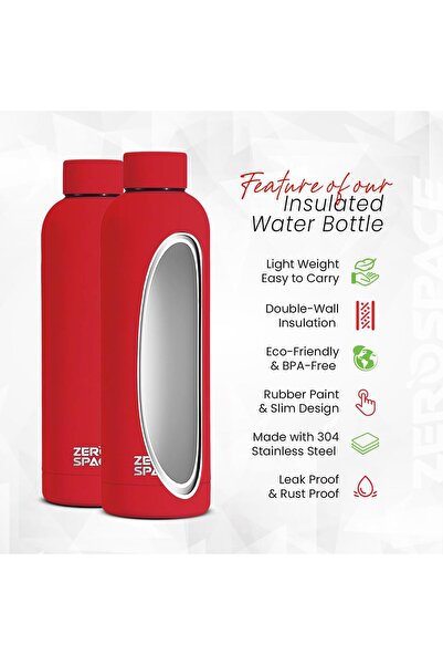 Generic ZeroSpace Stainless Steel Insulated Water Bottle 750ml (Red)