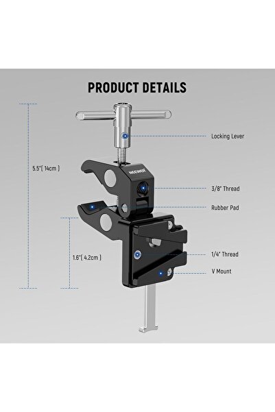 NEEWER Small V-Mount Battery Plate with Wide Super Crab Clamp and QR Lock