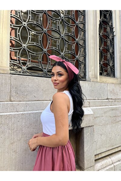 KÜÇÜĞÜM BUTİK Dusty Rose Color Poplin Bandana with Tie Detail