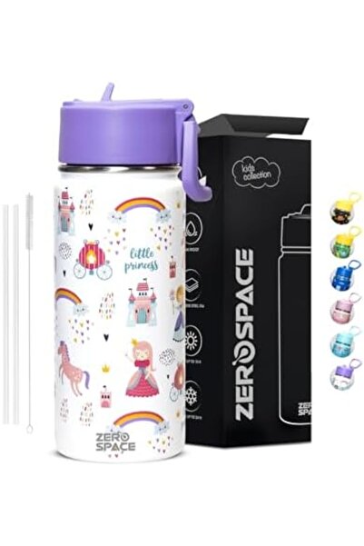 Generic ZeroSpace Water Bottle for Kids, 500ml, Stainless Steel, BPA Free (White)
