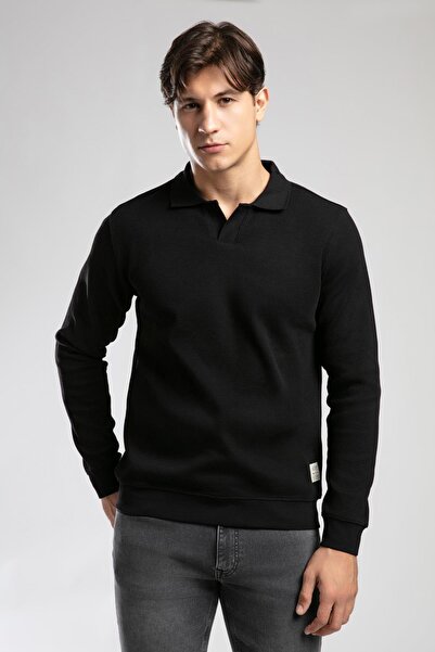 Lee Cooper Sirius Men's Polo Neck Sweatshirt Black
