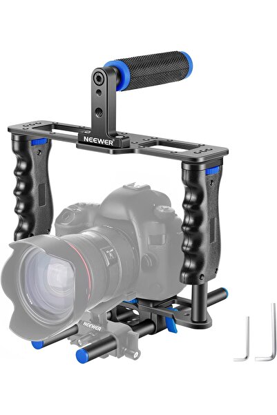 NEEWER Camera Video Cage Film Movie Making Kit, Aluminum Alloy with Top Handle, Dual Hand Grip, Two