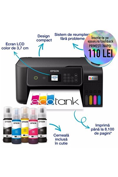 EPSON Multifunctional EcoTank L3280, A4, Color, 10 ppm, USB, Wireless (Black)