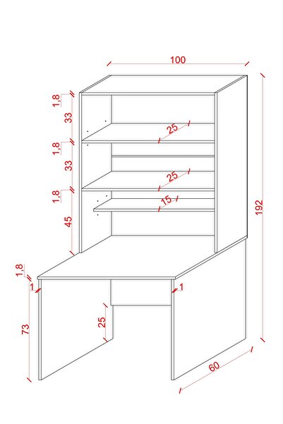 asratrend Asra Trend %100 MDFLAM Raflı Çalışma Masası Bilgisayar Ofis Ders Masası ÇM-03