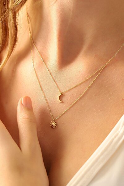 KILIÇOĞLU Ay Güneş 14 Ayar Altın Kolye