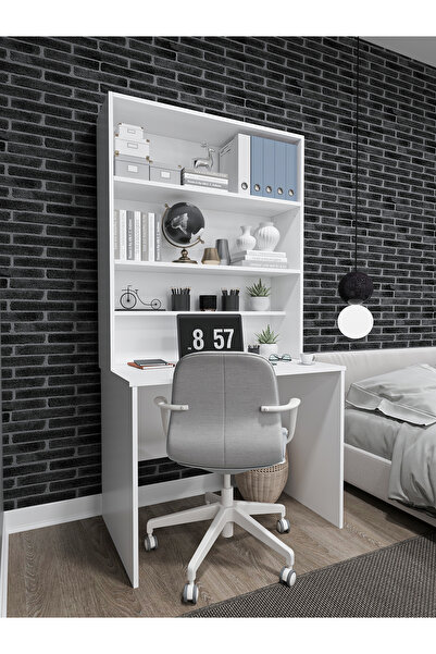 asratrend Asra Trend %100 MDFLAM Raflı Çalışma Masası Bilgisayar Ofis Ders Masası ÇM-03