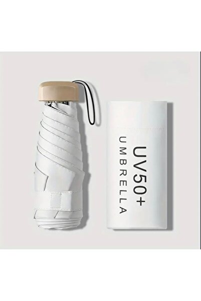 Lilly UV50+ Taşınabilir Şemsiye, Ultra Hafif Güneş UV Korumalı Şemsiye,Titanyum Beyazı