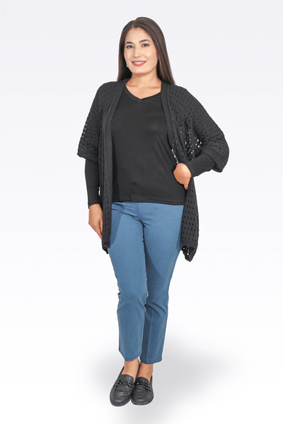 TOLGA SARAÇOĞLU 11105 Black V-Neck Long Sleeve T-Shirt