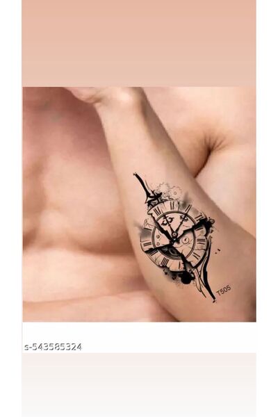 petit bijou Mini Boy Saat Modelli Geçici Dövme,Tattoo, Erkek Geçici Dövme, Kol Dövmesi