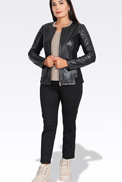 TOLGA SARAÇOĞLU 11105 Tricou cu mânecă lungă, cu decolteu în V, bej