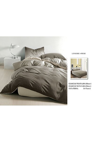CHIRASO 4 Piece Bedding Set, Satin Cotton Sheet 240x250cm, Duvet Cover 200x230cm, 2 Pillowcases