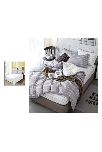 CHIRASO 4 Piece Bedding Set, Satin Cotton Sheet 240x250cm, Duvet Cover 200x230cm, 2 Pillowcases