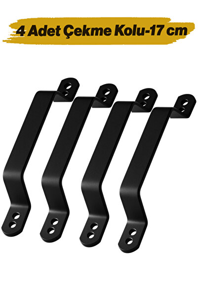 NZB Metal El Tutamagı Çekme Kolu Kapı Tutma Kulbu 17 cm Kulp Kapı Tutamağı Kulpu Mat Siyah Renk (4 Adet)