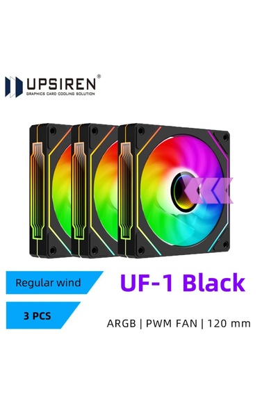 Choice3 مروحة هيكل كمبيوتر UPSIREN UF-1 PRISM 4 PRO عادية من A-RGB Other Black مقاس 12 سم ARGB 4 Pin PWM Qui