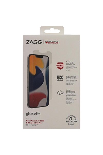 Zagg واقي شاشة شيلد جلاس إيليت للهواتف الذكية، مناسب للآيفون 14، آيفون 13، آيفون E13 برو