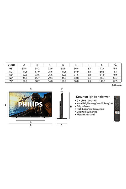 Philips 75PUS7000/12 75 inç 189 Ekran Uydu Alıcılı 4K Smart TV Dolby Atmos Titan OS UHD LED TV