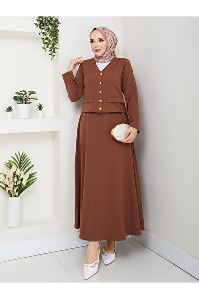 modapark.ist Γυναικείο Σετ Φούστα με Κουμπιά και Τσέπες με Στολίδι