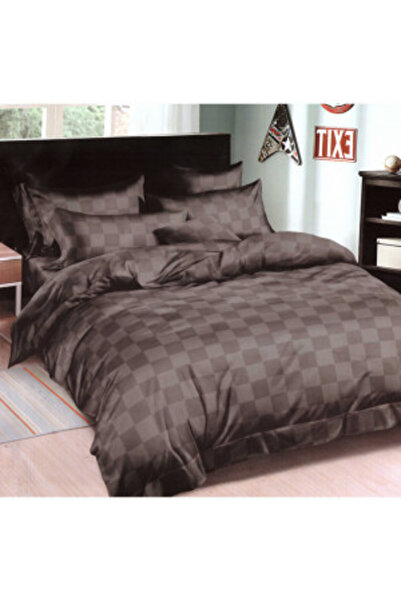 OEM Double bed linen, Finet fabric, 6 pieces, Grey Checks