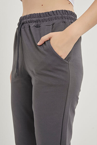 Arma Life Women's Elastic Waist Basic Slim Fit Smoked Jogger Pants