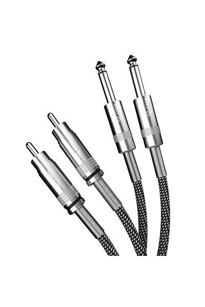 Fibbr Cablu audio, RCA, cupru/nailon, negru/gri, 6FT/5M