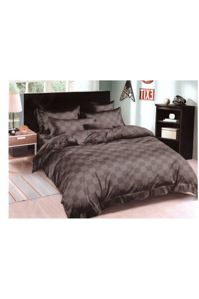 OEM Double bed linen, Finet fabric, 6 pieces, Grey Checks
