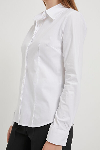 Arma Life Γυναικείο πουκάμισο Basic Slim Fit Λευκό στενό πουκάμισο