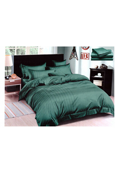 OEM Lenjerie pat dublu, Damasc Finetat, 6 piese, Verde, LJR-133