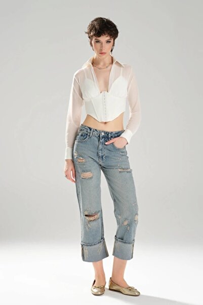 tw3 Жіночий корсет з деталями з тюлю, кроп-топ