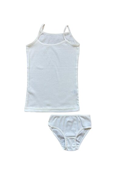 KOTA White Cotton Girl's Strap Tank Top and Panties Set