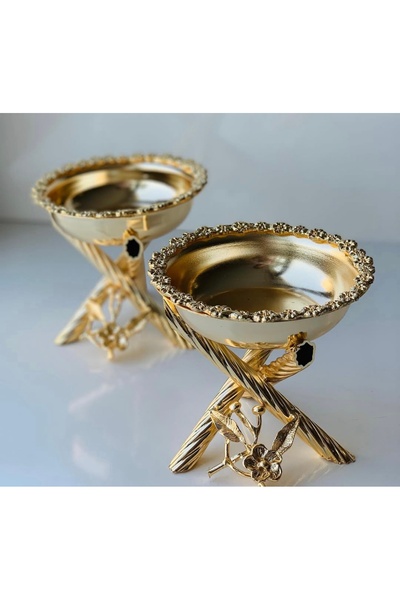 AZADE BAKIR GOLD PİRİNÇ ÇOK ÇİÇEK 2 ADET TEKLİ ÇEREZLİK