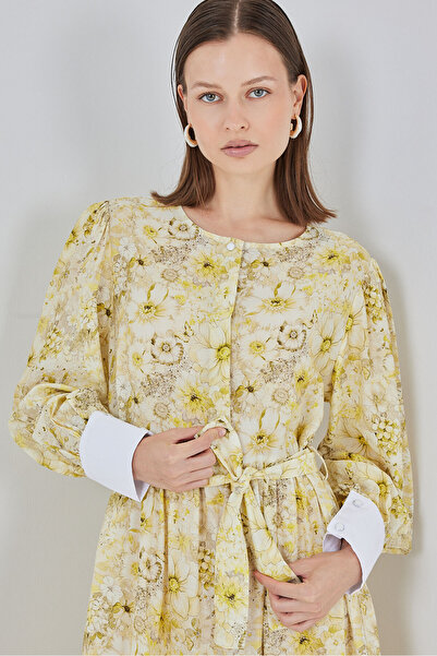 Bigdart Women's Belted Long Dress 2584 - Yellow