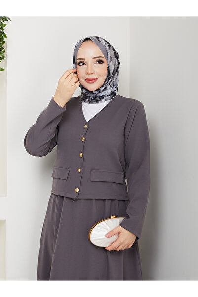 modapark.ist Women's Ornamental Pocketed Buttoned Skirt Set