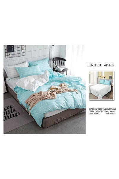 CHIRASO 4 Piece Bedding Set, Satin Cotton Sheet 240x250cm, Duvet Cover 200x230cm, 2 Pillowcases