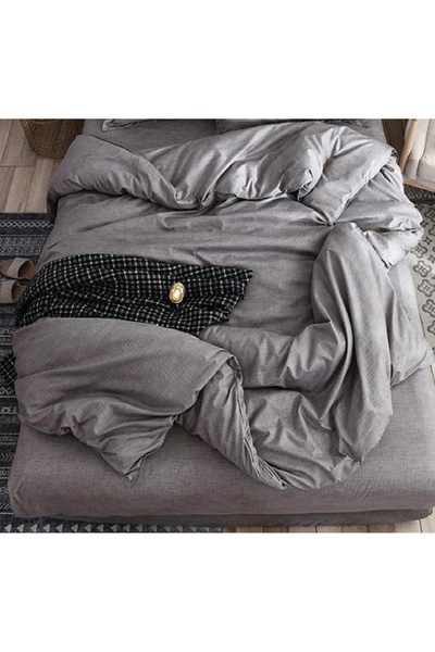 CHIRASO 4 Piece Bedding Set, Satin Cotton Sheet 240x250cm, Duvet Cover 200x230cm, 2 Pillowcases