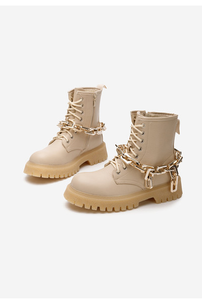 B T Shoes Γυναικεία μποτάκια μπεζ Lebrija