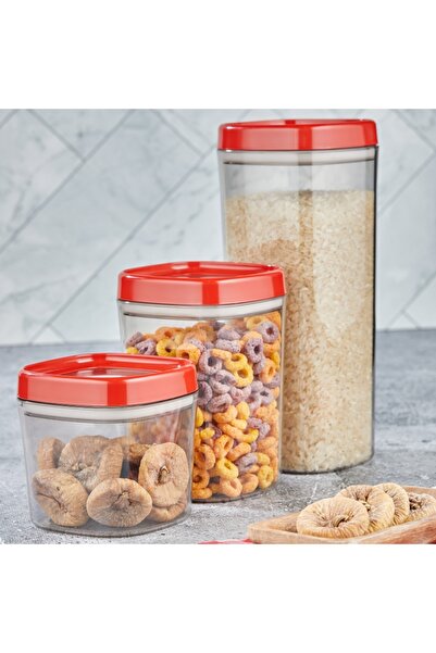 CERONNI Bonny Food Storage Container Set of 3 1.8Lt - 1Lt - 600ml Red