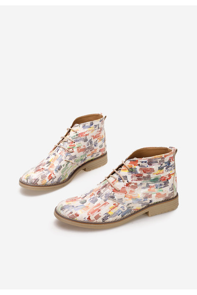 B T Shoes Γυναικεία δερμάτινα μποτάκια Kalisa V12 Πολυχρωμα