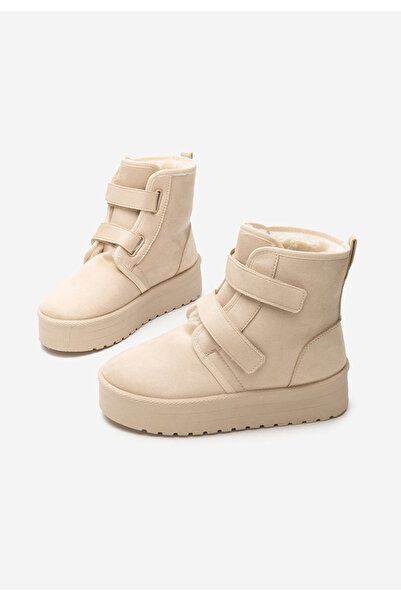 B T Shoes Béžové kotníkové kozačky na platformě Dagmar