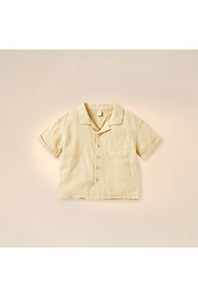 giggles Solid Camp Collar Shirt and Elasticated Shorts Set